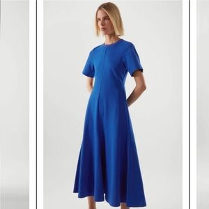 COS Cobalt Blue Midi Jersey Dress - L